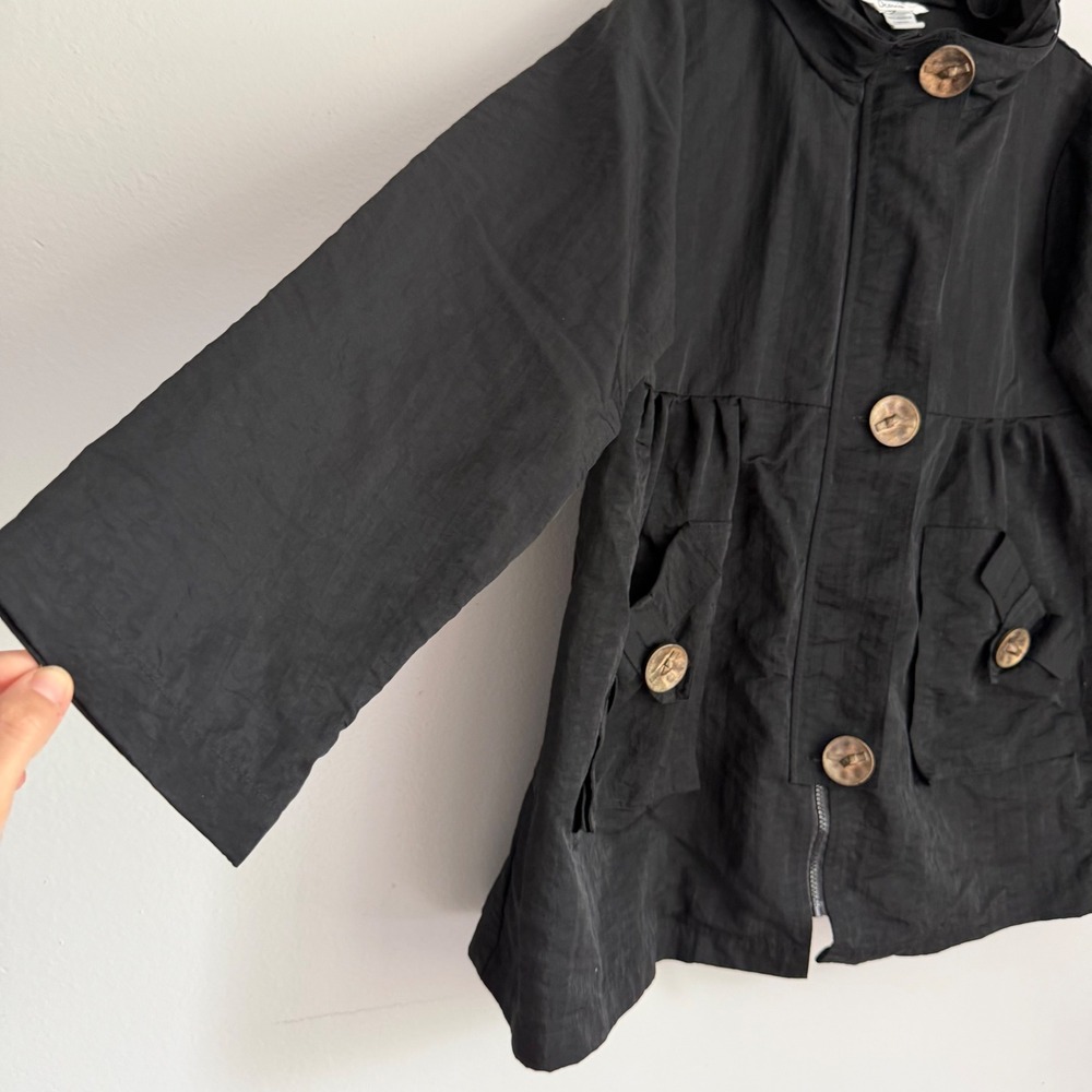Vintage Dorman Black Hooded Babydoll Jacket Oversized Buttons Size L‎ - Picture 4 of 7
